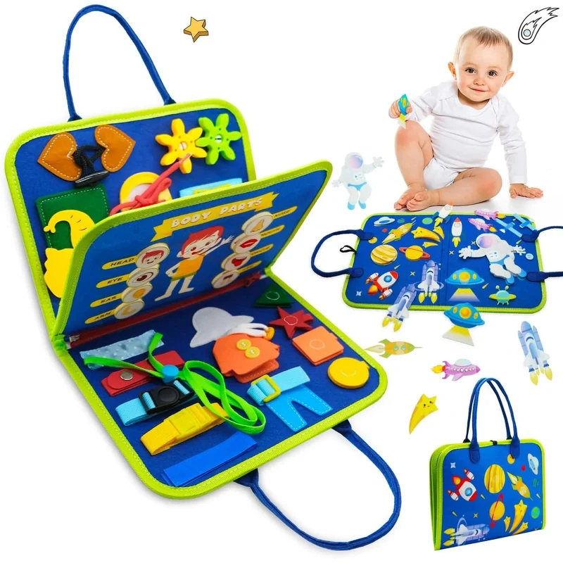 Montessori-Spielzeug für Kleinkinder, Busy Board, Busy Book, Sensory Preshool, Frühpädagogik, Lernen der Feinmotorik, Spielzeug für Kinder