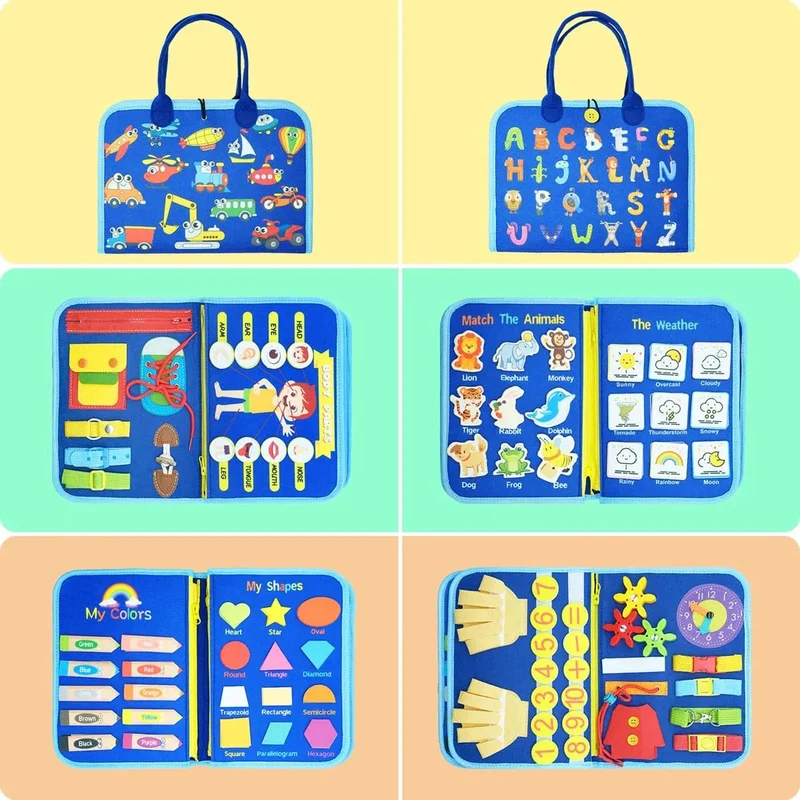 Montessori-Spielzeug für Kleinkinder, Busy Board, Busy Book, Sensory Preshool, Frühpädagogik, Lernen der Feinmotorik, Spielzeug für Kinder