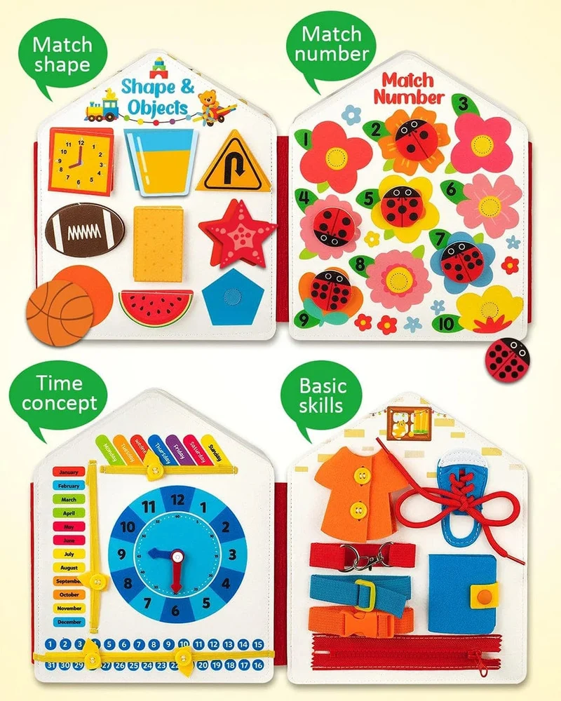 Montessori-Spielzeug für Kleinkinder, Busy Board, Busy Book, Sensory Preshool, Frühpädagogik, Lernen der Feinmotorik, Spielzeug für Kinder