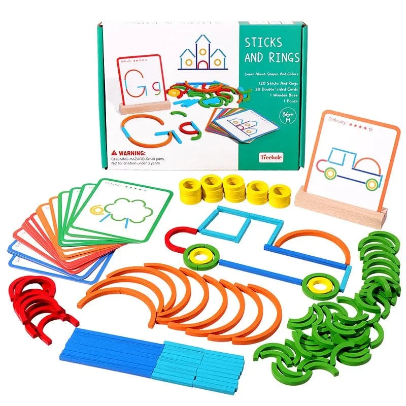 Montessori-Spielzeug für Kinder, bunte Holzstäbchen, Puzzle, logisches Denken, Herausforderung, Intelligenzspiele, pädagogisches Holzspielzeug für Kinder