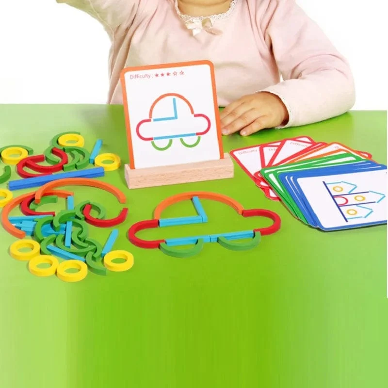 Montessori-Spielzeug für Kinder, bunte Holzstäbchen, Puzzle, logisches Denken, Herausforderung, Intelligenzspiele, pädagogisches Holzspielzeug für Kinder