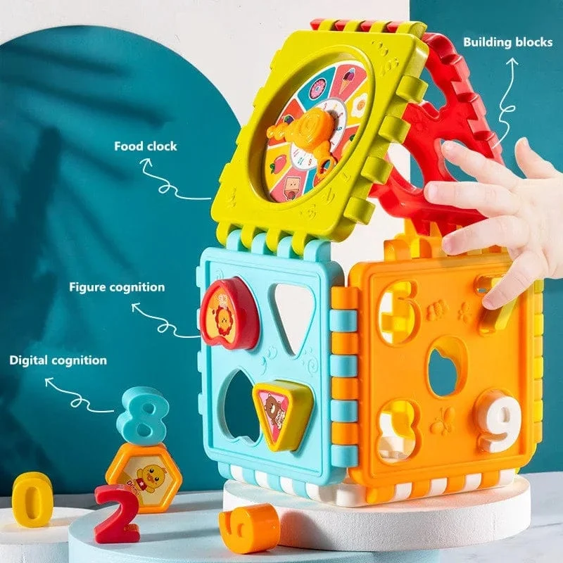 Aktivitätswürfel-Box für Kleinkinder, Formensortierspielzeug für Jungen und Mädchen, Formen-Zuordnungsspiel, Zahlensortierspiel, Montessori-Lernspielzeug für Babys und Kinder