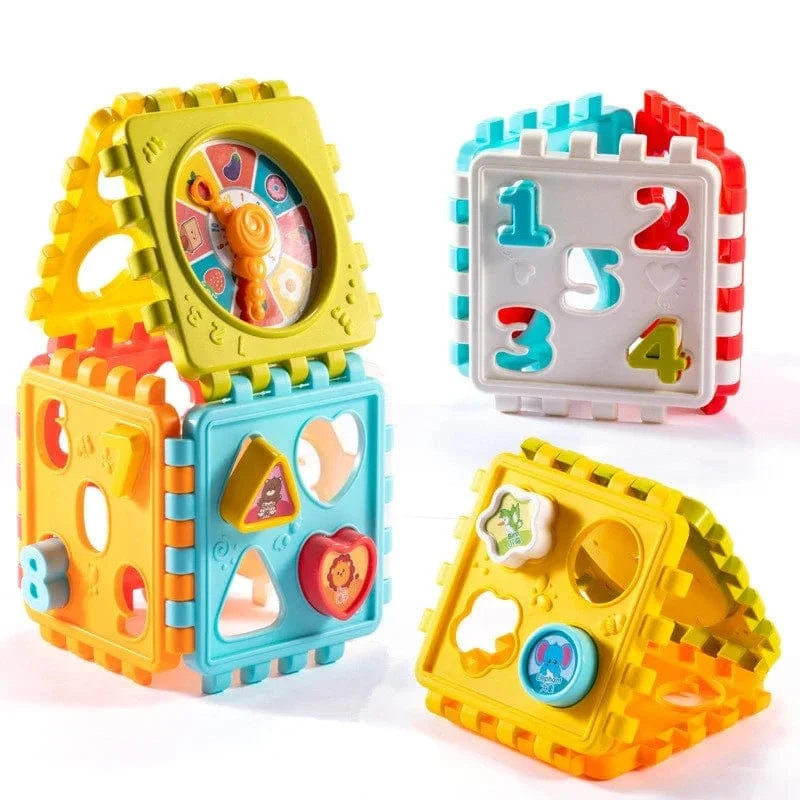 Aktivitätswürfel-Box für Kleinkinder, Formensortierspielzeug für Jungen und Mädchen, Formen-Zuordnungsspiel, Zahlensortierspiel, Montessori-Lernspielzeug für Babys und Kinder