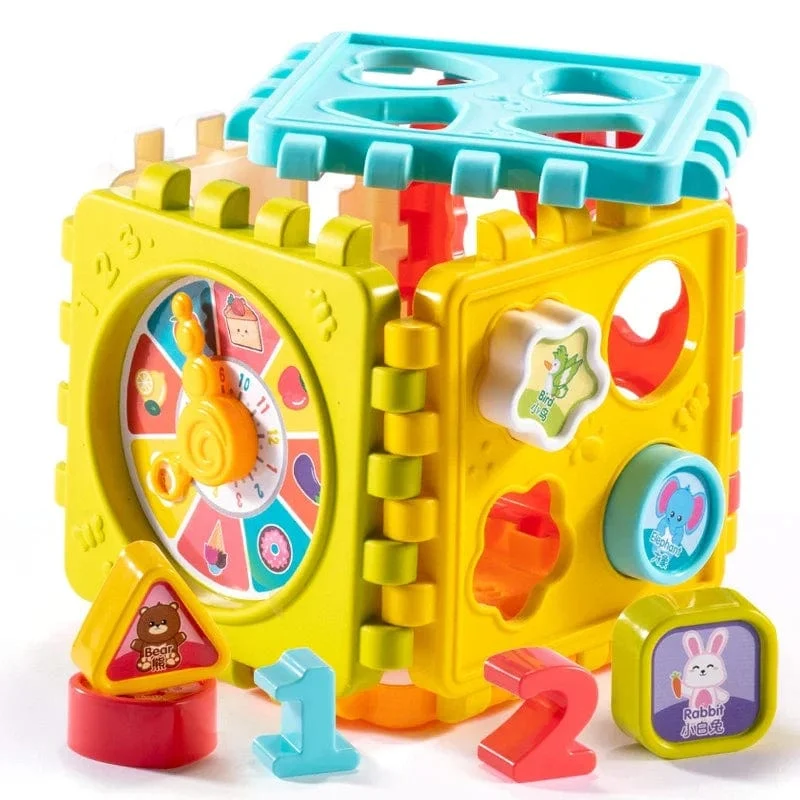 Aktivitätswürfel-Box für Kleinkinder, Formensortierspielzeug für Jungen und Mädchen, Formen-Zuordnungsspiel, Zahlensortierspiel, Montessori-Lernspielzeug für Babys und Kinder