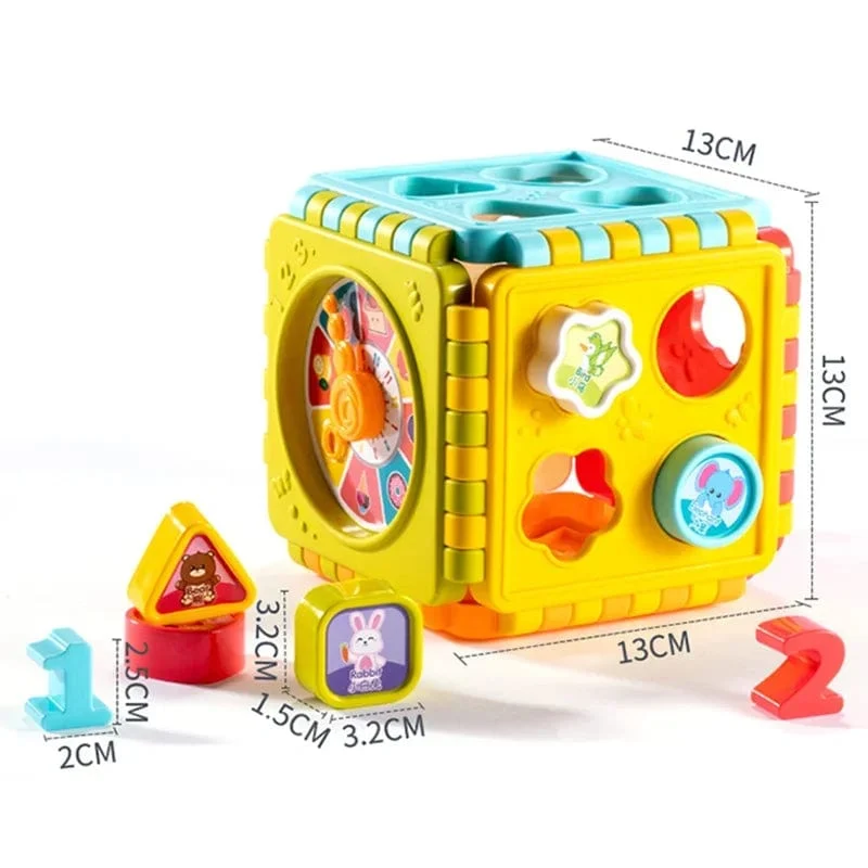Aktivitätswürfel-Box für Kleinkinder, Formensortierspielzeug für Jungen und Mädchen, Formen-Zuordnungsspiel, Zahlensortierspiel, Montessori-Lernspielzeug für Babys und Kinder