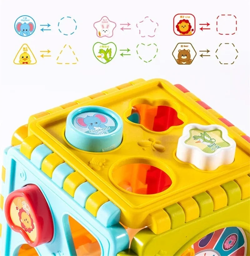 Aktivitätswürfel-Box für Kleinkinder, Formensortierspielzeug für Jungen und Mädchen, Formen-Zuordnungsspiel, Zahlensortierspiel, Montessori-Lernspielzeug für Babys und Kinder