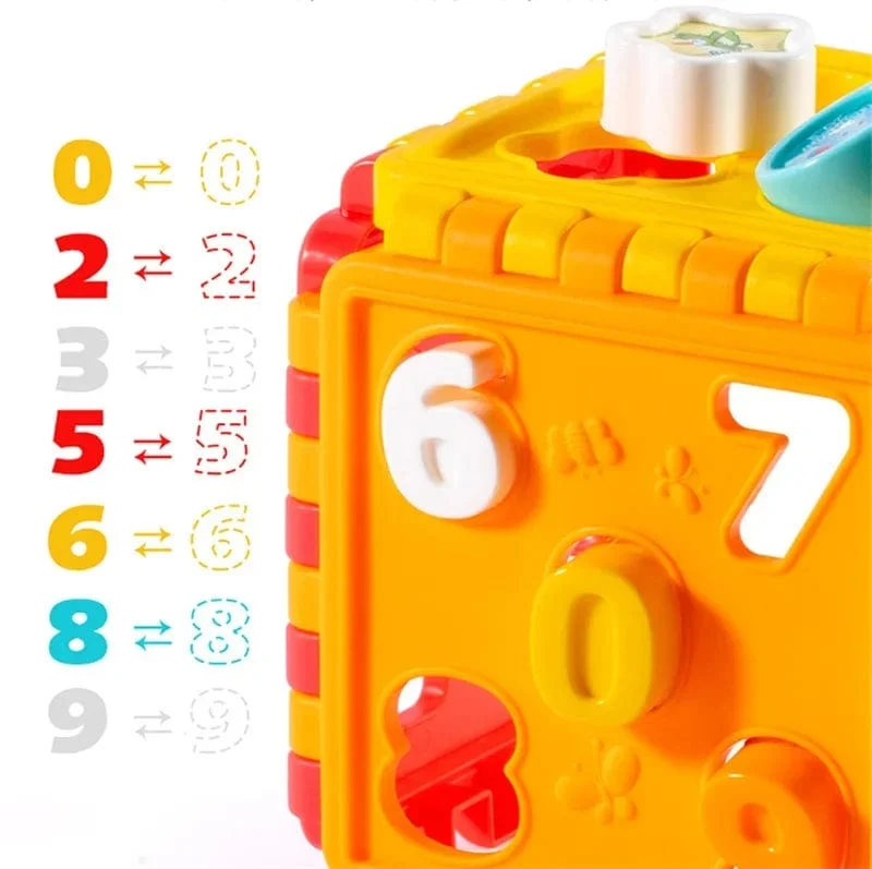 Aktivitätswürfel-Box für Kleinkinder, Formensortierspielzeug für Jungen und Mädchen, Formen-Zuordnungsspiel, Zahlensortierspiel, Montessori-Lernspielzeug für Babys und Kinder