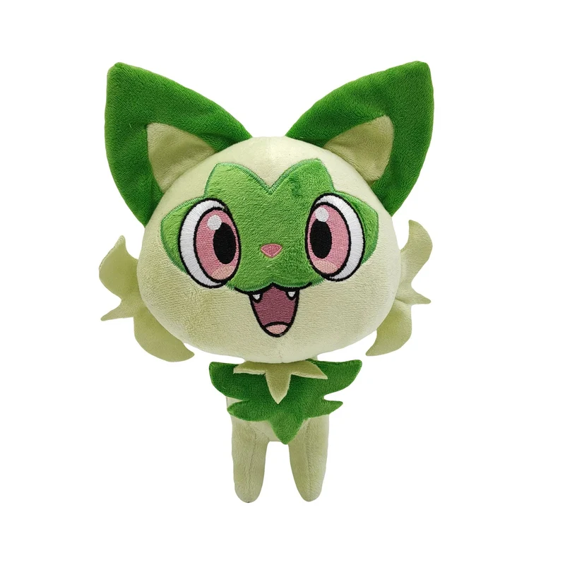 25 cm große Sprigatito Pokémon Plüschtier, japanische Anime-Filmkatze, Sprigatito Grüner Fuchs Fuecoco Quaxly Stofftier, Geburtstagsgeschenk für Kinder