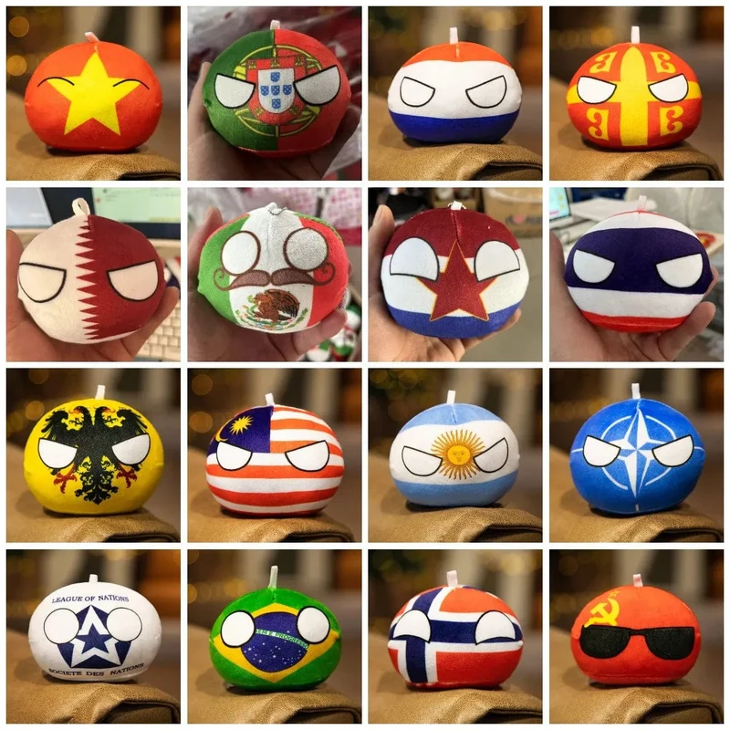 70 Arten Polandball Anhänger Country Balls 10cm Country Ball Plüschtiere Countryball Gefüllte Puppe Spielzeug Weihnachtsgeschenk für Kinder