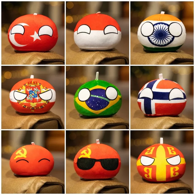 70 Arten Polandball Anhänger Country Balls 10cm Country Ball Plüschtiere Countryball Gefüllte Puppe Spielzeug Weihnachtsgeschenk für Kinder
