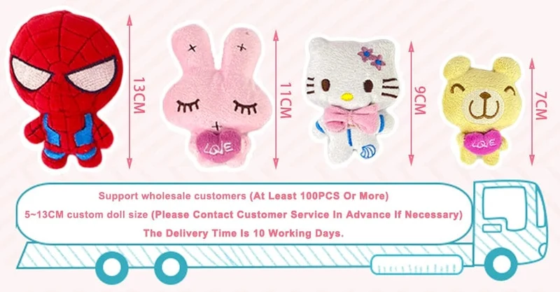 Mini 6 * 4 cm kleines weiches Stofftier Plüsch Plüschtier Puppe Design Kaninchen Bär und andere Multi-Modell kleine Spielzeuge Baby Kinder Geschenke