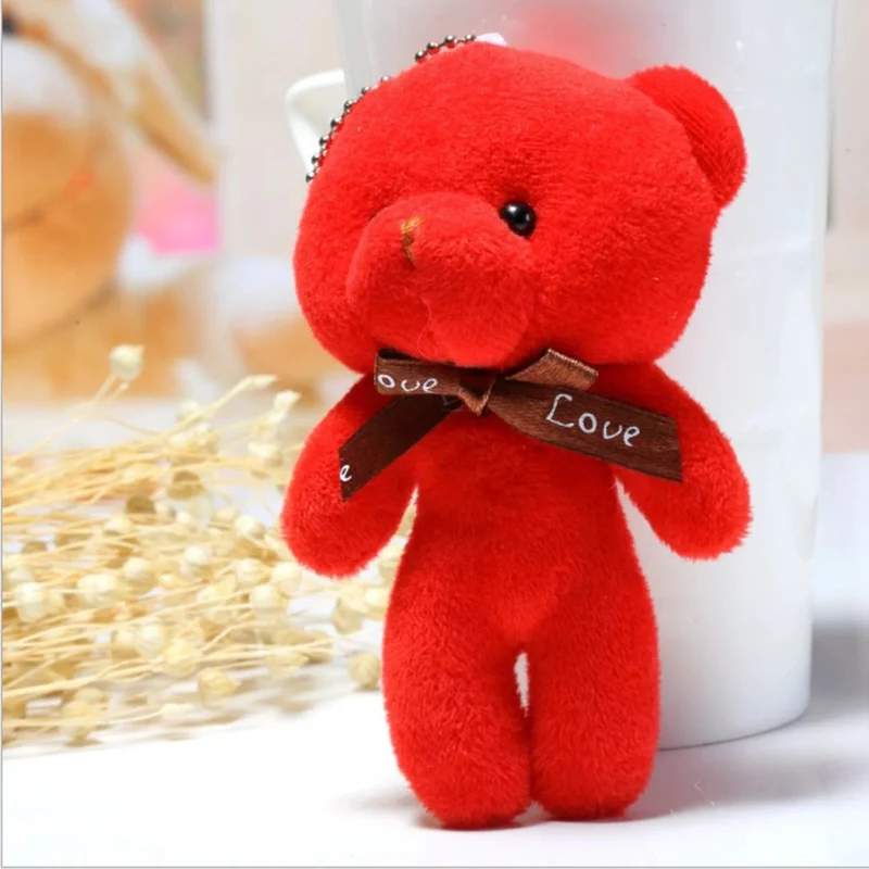 Neue Farbe Teddybär Puppen 12cm Weiche Kuscheltiere Bär Plüsch Spielzeug Pendent Nette Nette Mädchen Keychain Hochzeit Kinder Party geschenke