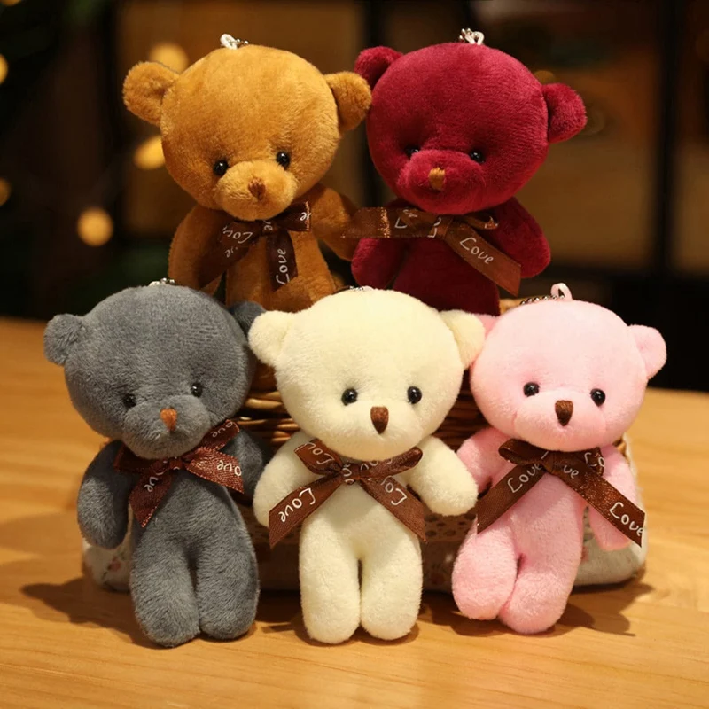 Neue Farbe Teddybär Puppen 12cm Weiche Kuscheltiere Bär Plüsch Spielzeug Pendent Nette Nette Mädchen Keychain Hochzeit Kinder Party geschenke