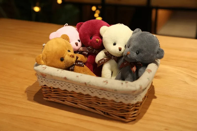 Neue Farbe Teddybär Puppen 12cm Weiche Kuscheltiere Bär Plüsch Spielzeug Pendent Nette Nette Mädchen Keychain Hochzeit Kinder Party geschenke