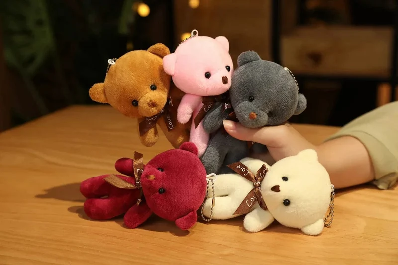 Neue Farbe Teddybär Puppen 12cm Weiche Kuscheltiere Bär Plüsch Spielzeug Pendent Nette Nette Mädchen Keychain Hochzeit Kinder Party geschenke