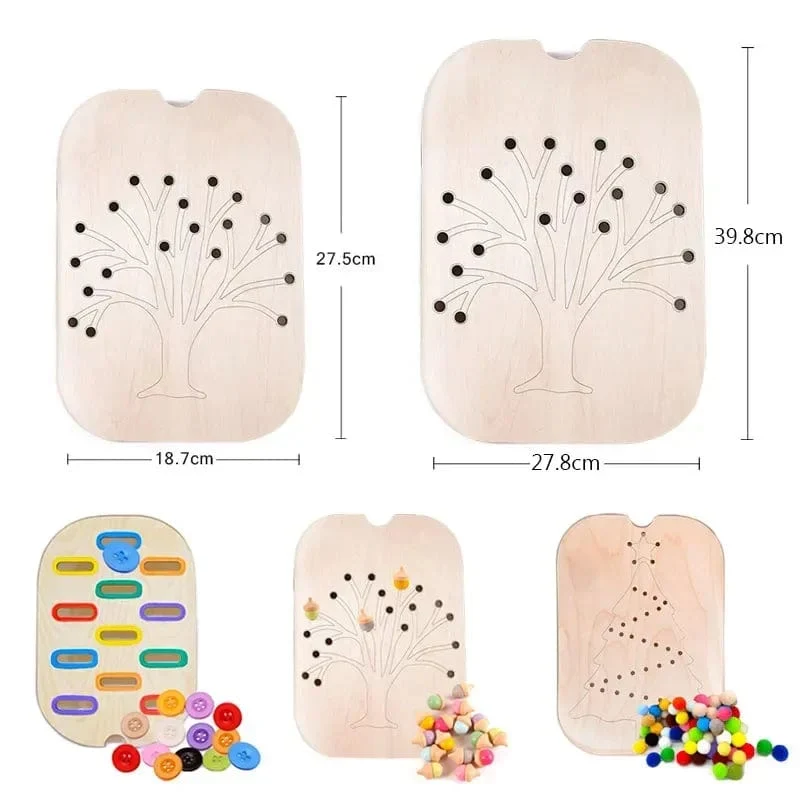 Montessori Sensorisches Tablett Brettspiel aus Holz für Kinder Weihnachtsbaum Eichel Farbsortierer Frühe Bildung Ausbildung Lernspielzeug