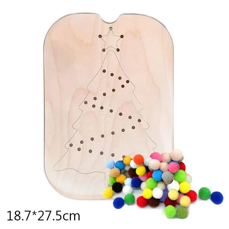 Montessori Sensorisches Tablett Brettspiel aus Holz für Kinder Weihnachtsbaum Eichel Farbsortierer Frühe Bildung Ausbildung Lernspielzeug