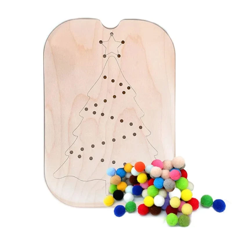 Montessori Sensorisches Tablett Brettspiel aus Holz für Kinder Weihnachtsbaum Eichel Farbsortierer Frühe Bildung Ausbildung Lernspielzeug