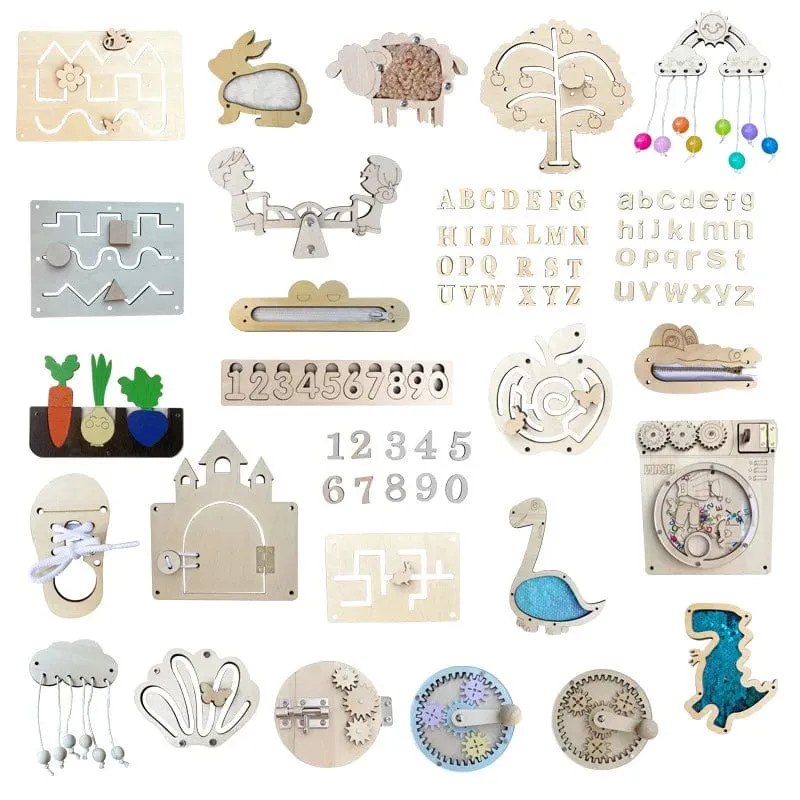 DIY Busy Board Zubehör Montessori Bildung Holzspielzeug Kognitive Ausbildung Kleinkind Frühe Bildung Fähigkeiten Lernen Holzspiel