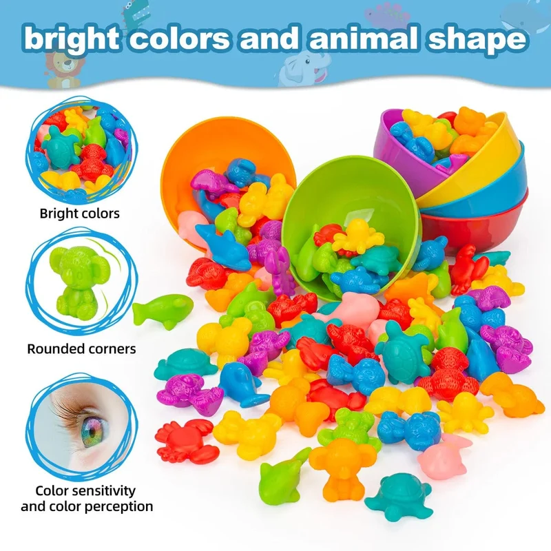 Zähl- und Sortierspielzeug für Kleinkinder, Vorschul-Lernaktivitäten für Mathematik, Farberkennung, Montessori-Baby, MINT-Geschenk