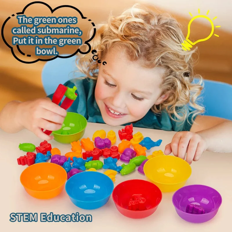 Zähl- und Sortierspielzeug für Kleinkinder, Vorschul-Lernaktivitäten für Mathematik, Farberkennung, Montessori-Baby, MINT-Geschenk