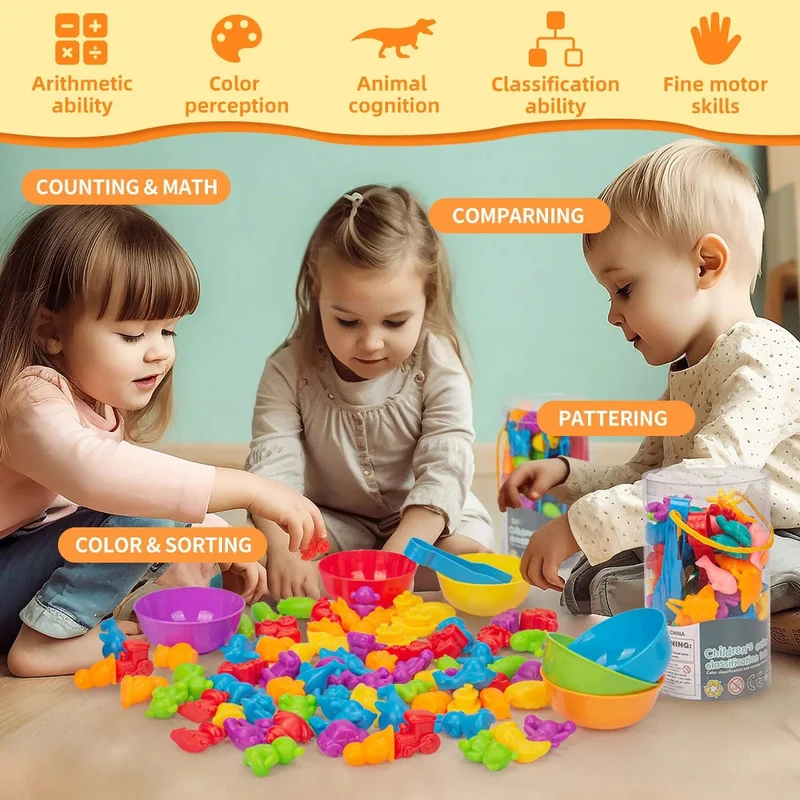Zähl- und Sortierspielzeug für Kleinkinder, Vorschul-Lernaktivitäten für Mathematik, Farberkennung, Montessori-Baby, MINT-Geschenk