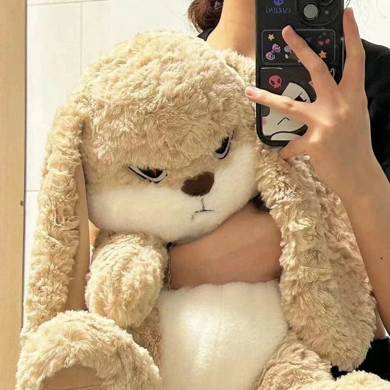 35CM süßes Häschen-Plüschtier mit langen Ohren, langes Haar, großes, sickerndes Kissen, Kaninchen-Tierpuppe, als Weihnachts- und Geburtstagsgeschenk für Kinder