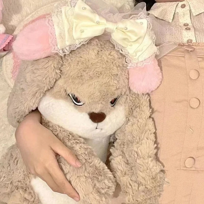 35CM süßes Häschen-Plüschtier mit langen Ohren, langes Haar, großes, sickerndes Kissen, Kaninchen-Tierpuppe, als Weihnachts- und Geburtstagsgeschenk für Kinder