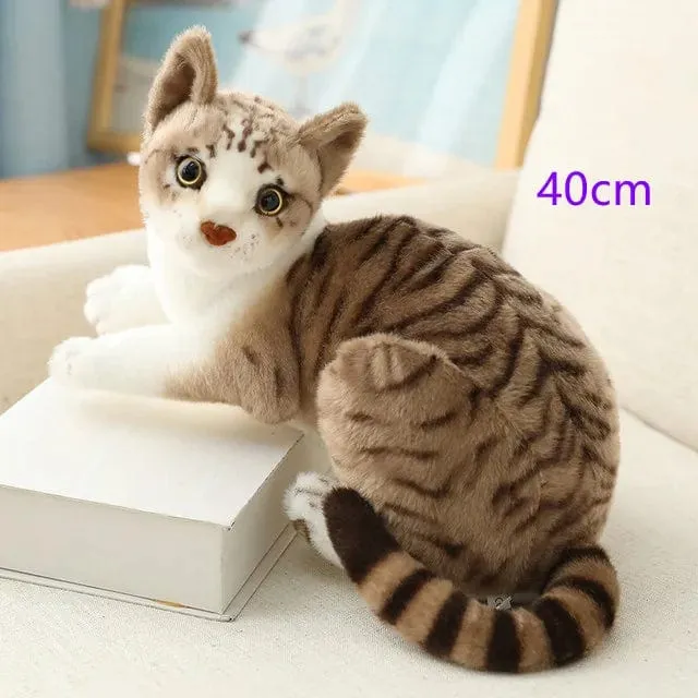 Ausgestopfte lebensechte Siamkatzen Plüschtier Simulation Amerikanische Kurzhaar Süße Katze Puppe Haustier Spielzeug Wohnkultur Geschenk für Mädchen Geburtstag