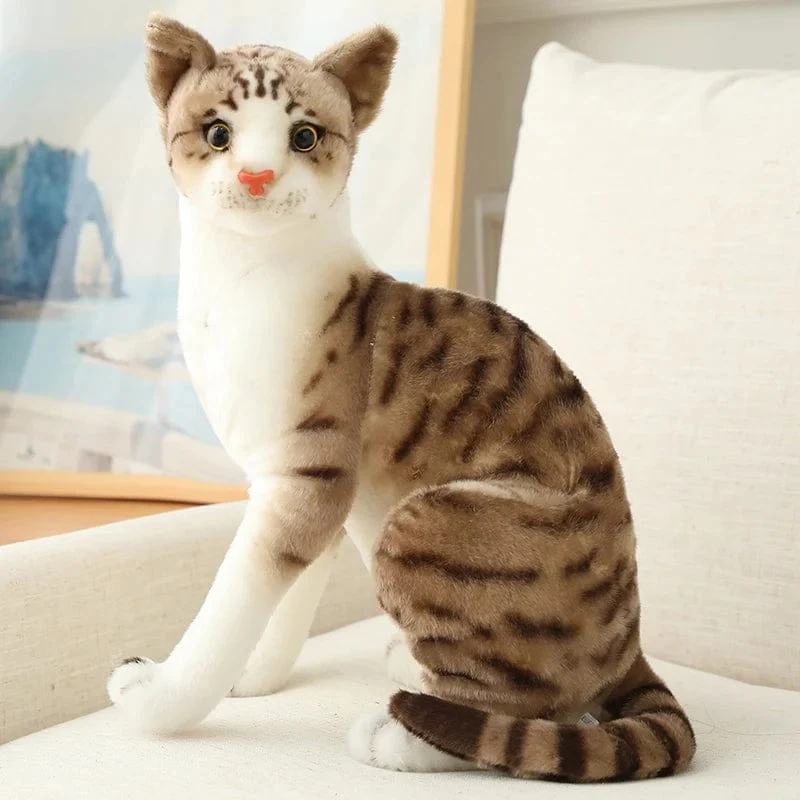 Ausgestopfte lebensechte Siamkatzen Plüschtier Simulation Amerikanische Kurzhaar Süße Katze Puppe Haustier Spielzeug Wohnkultur Geschenk für Mädchen Geburtstag