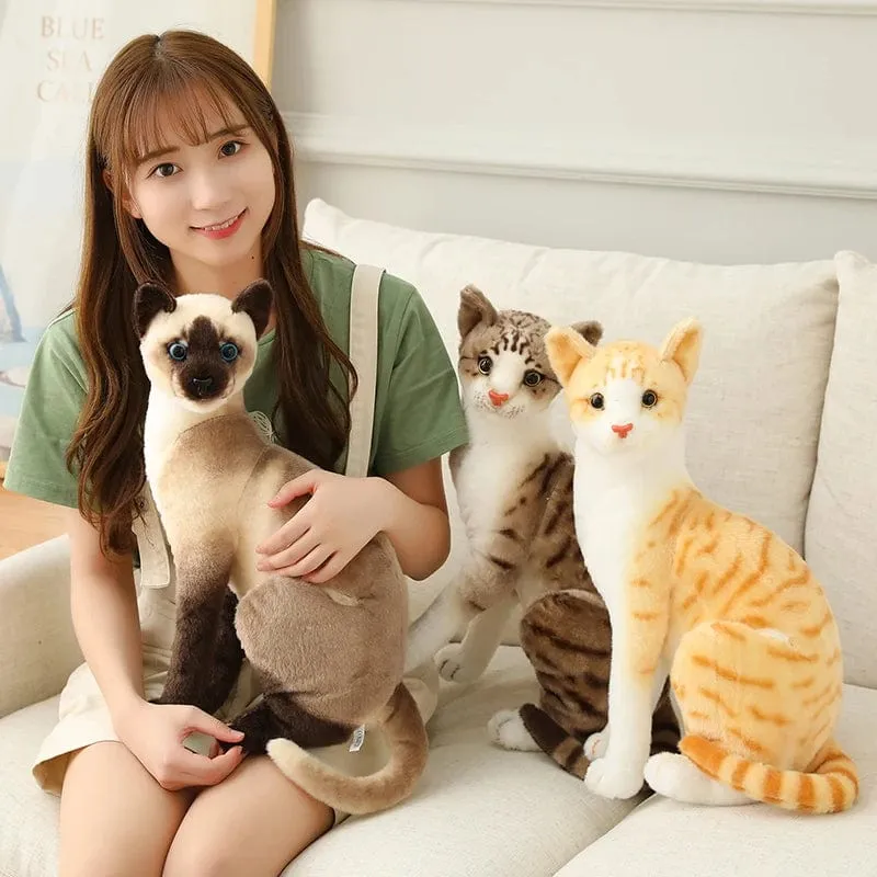 Ausgestopfte lebensechte Siamkatzen Plüschtier Simulation Amerikanische Kurzhaar Süße Katze Puppe Haustier Spielzeug Wohnkultur Geschenk für Mädchen Geburtstag