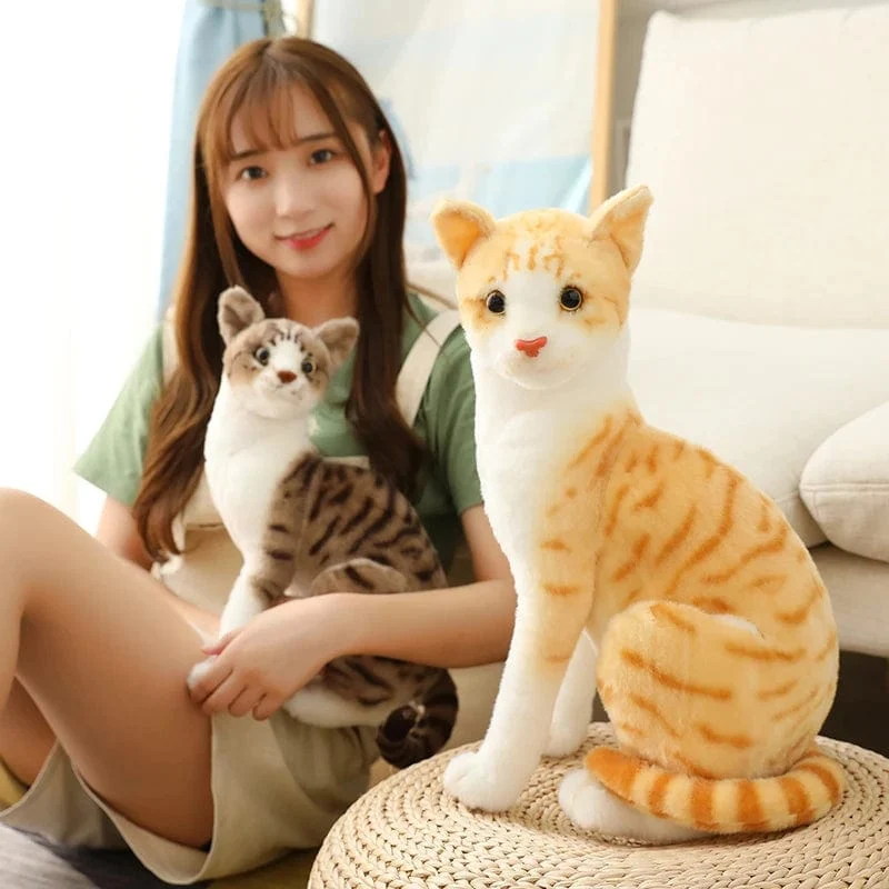 Ausgestopfte lebensechte Siamkatzen Plüschtier Simulation Amerikanische Kurzhaar Süße Katze Puppe Haustier Spielzeug Wohnkultur Geschenk für Mädchen Geburtstag