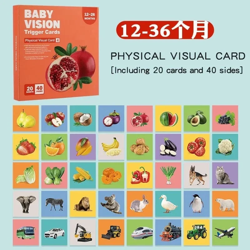 0-36M Baby Frühe Bildung Karte Schwarz Und Weiß Karten Farbe Training Visuelle Stimulation Montessori Form Tier Kognitiven Spielzeug