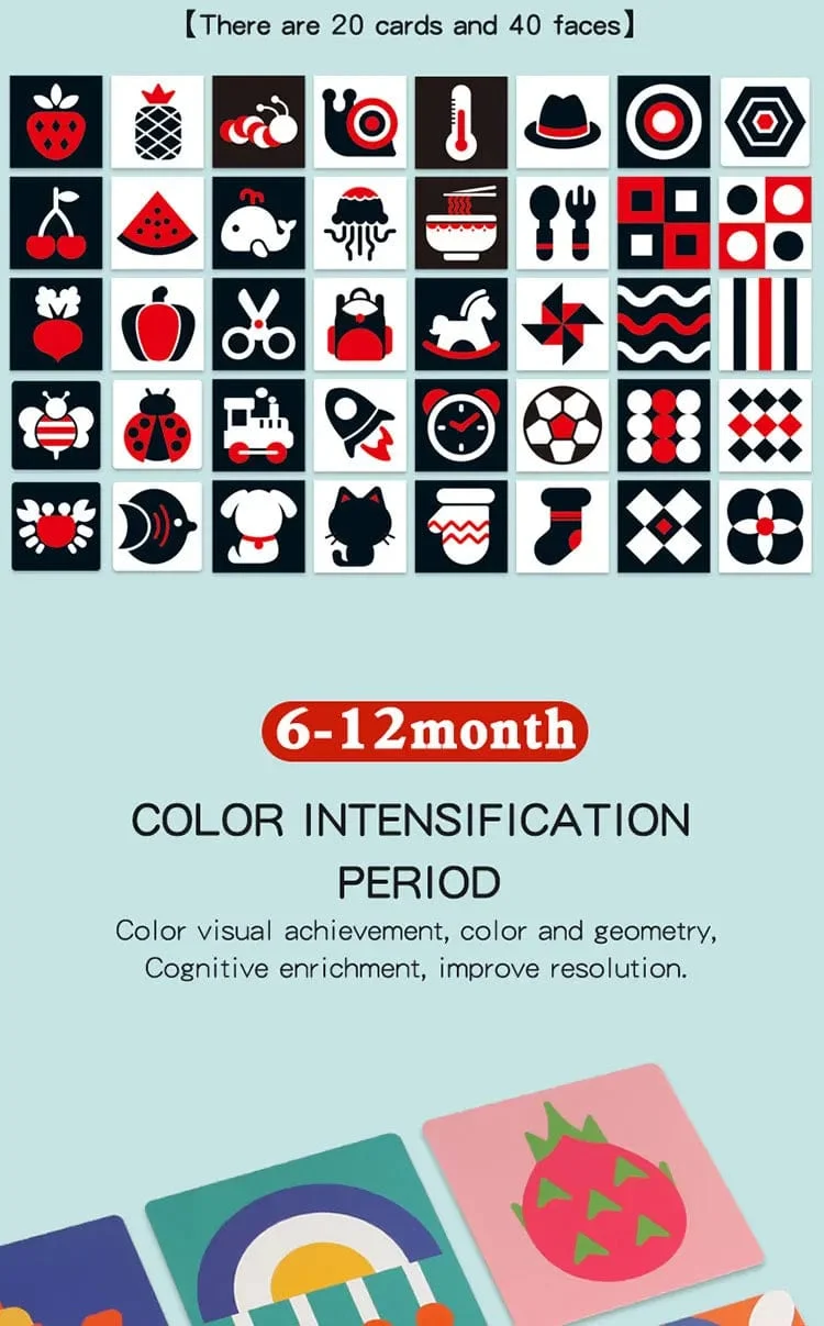 0-36M Baby Frühe Bildung Karte Schwarz Und Weiß Karten Farbe Training Visuelle Stimulation Montessori Form Tier Kognitiven Spielzeug