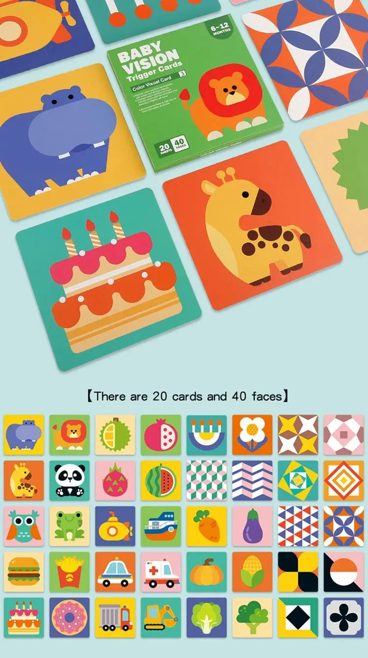 0-36M Baby Frühe Bildung Karte Schwarz Und Weiß Karten Farbe Training Visuelle Stimulation Montessori Form Tier Kognitiven Spielzeug