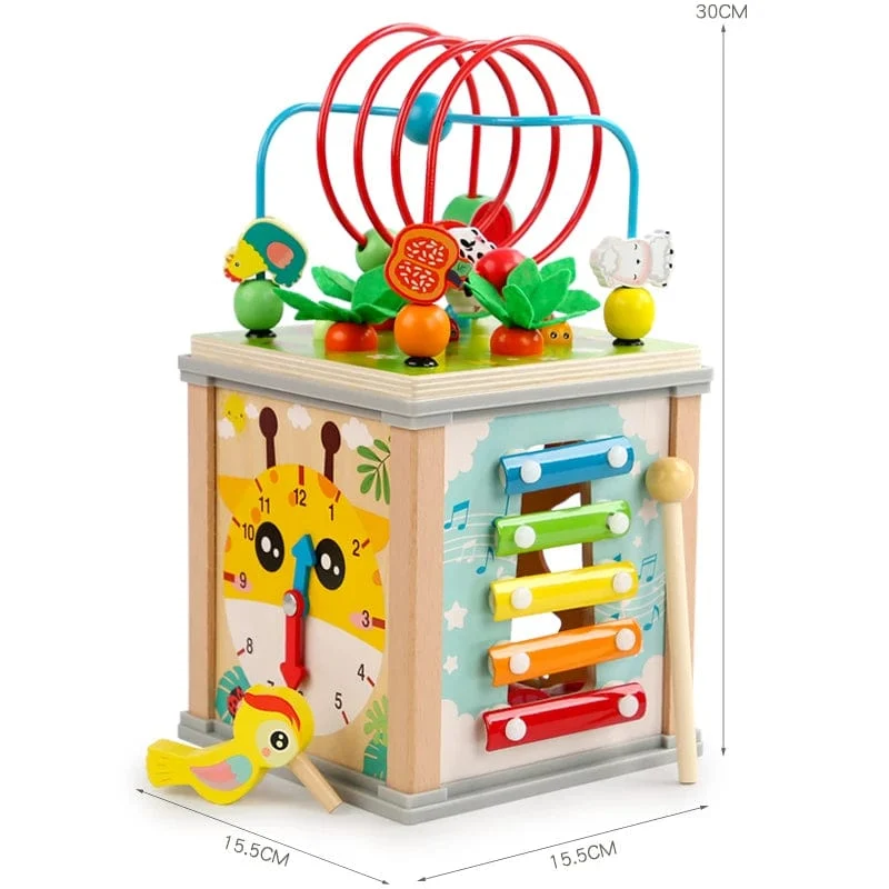 Montessori Holz Kinderspielzeug Multifunktions Perlen Schatzkiste Vorschule Baby Bausteine ​​Frühe Bildung Kinderspielzeug