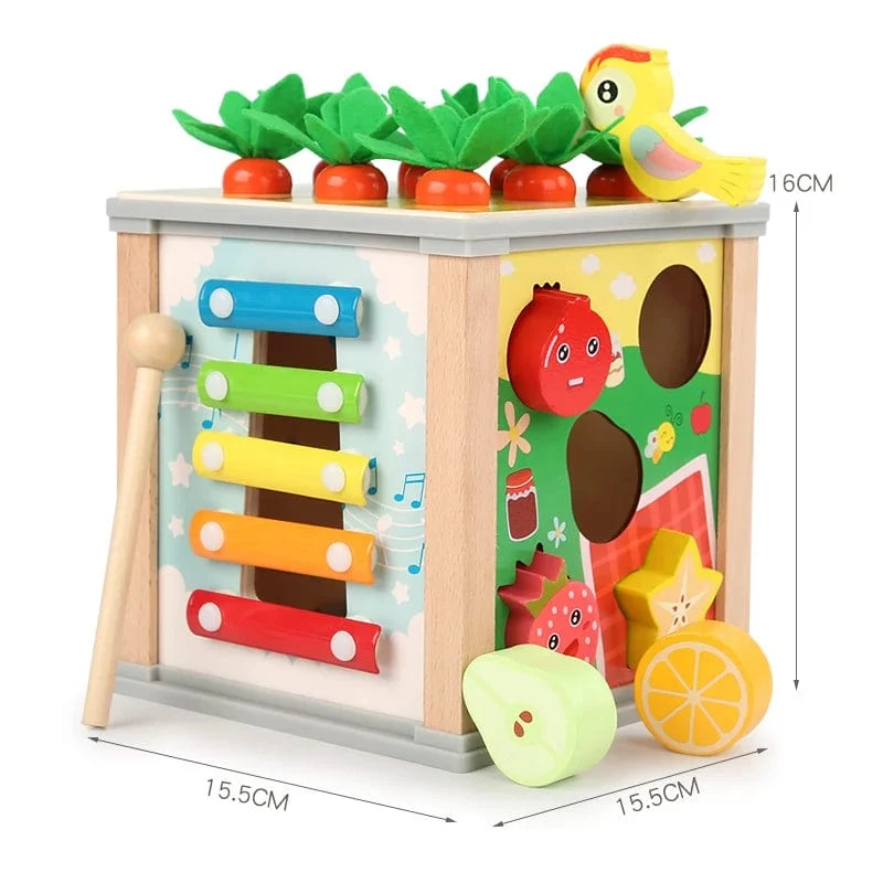 Montessori Holz Kinderspielzeug Multifunktions Perlen Schatzkiste Vorschule Baby Bausteine ​​Frühe Bildung Kinderspielzeug
