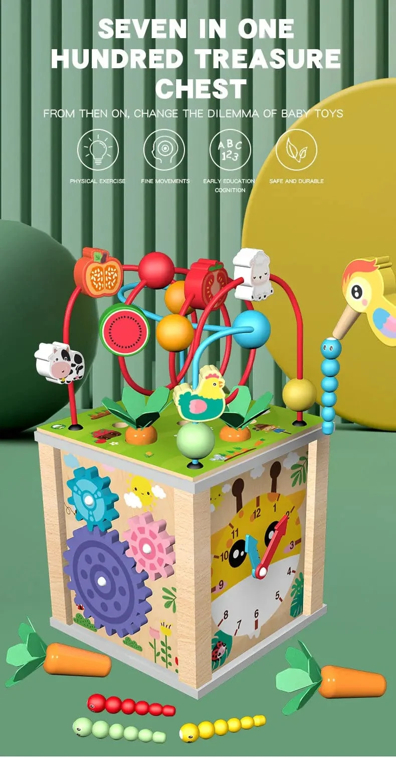 Montessori Holz Kinderspielzeug Multifunktions Perlen Schatzkiste Vorschule Baby Bausteine ​​Frühe Bildung Kinderspielzeug