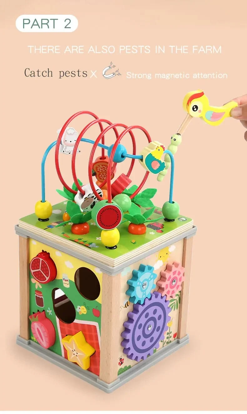 Montessori Holz Kinderspielzeug Multifunktions Perlen Schatzkiste Vorschule Baby Bausteine ​​Frühe Bildung Kinderspielzeug