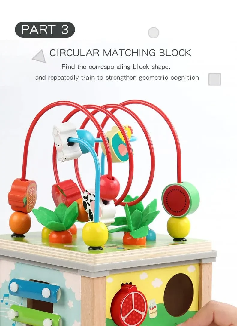 Montessori Holz Kinderspielzeug Multifunktions Perlen Schatzkiste Vorschule Baby Bausteine ​​Frühe Bildung Kinderspielzeug