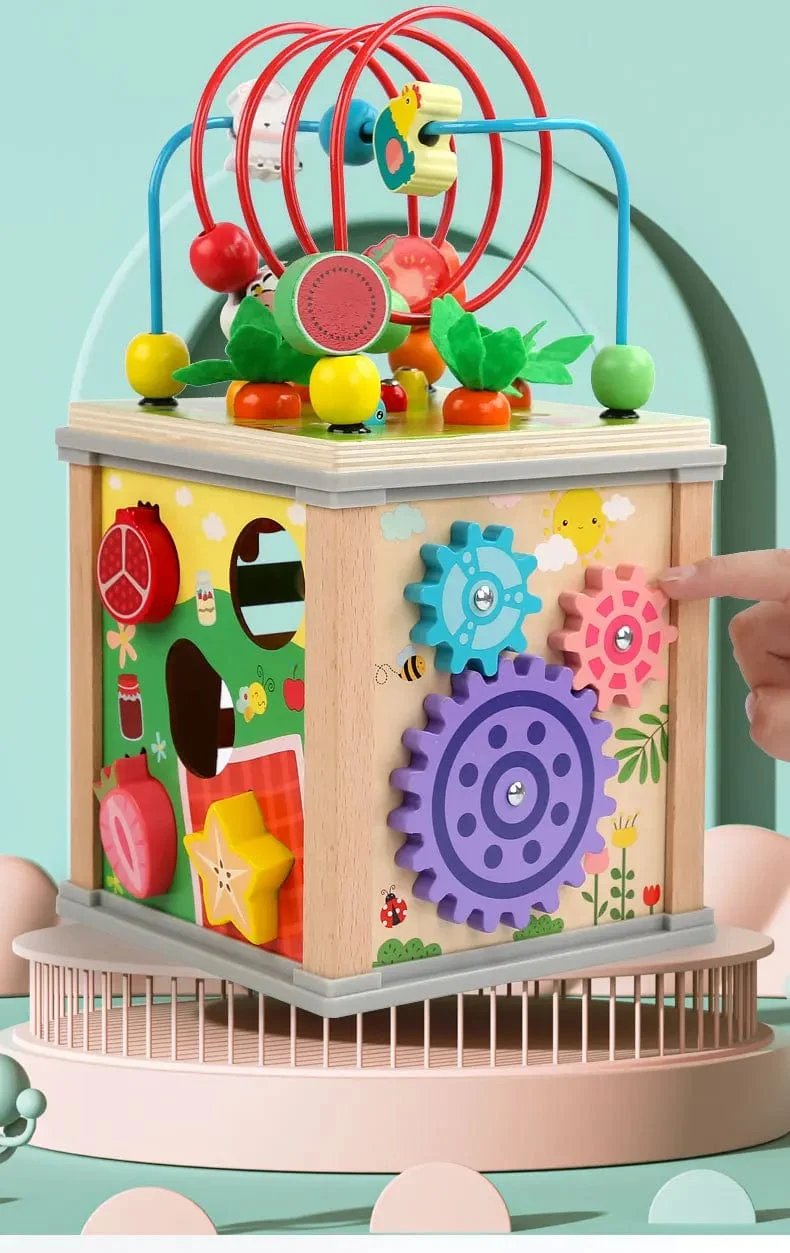 Montessori Holz Kinderspielzeug Multifunktions Perlen Schatzkiste Vorschule Baby Bausteine ​​Frühe Bildung Kinderspielzeug