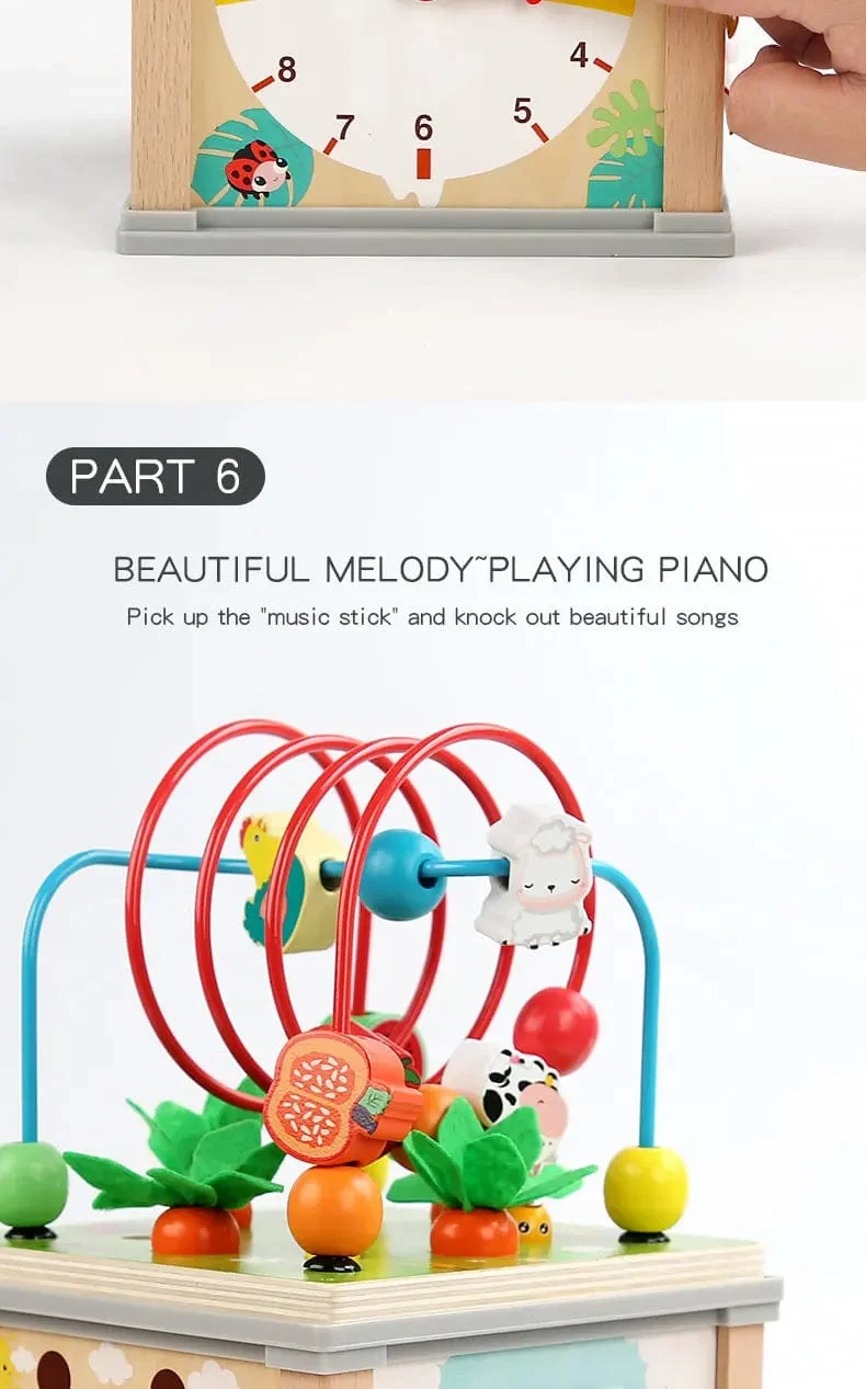 Montessori Holz Kinderspielzeug Multifunktions Perlen Schatzkiste Vorschule Baby Bausteine ​​Frühe Bildung Kinderspielzeug