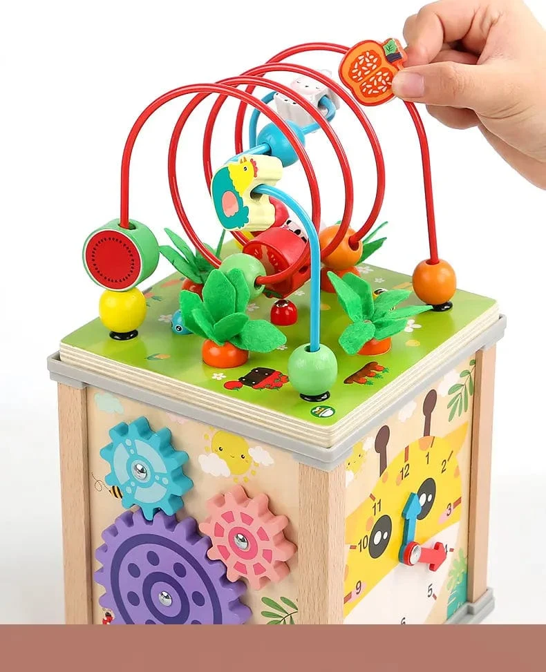 Montessori Holz Kinderspielzeug Multifunktions Perlen Schatzkiste Vorschule Baby Bausteine ​​Frühe Bildung Kinderspielzeug