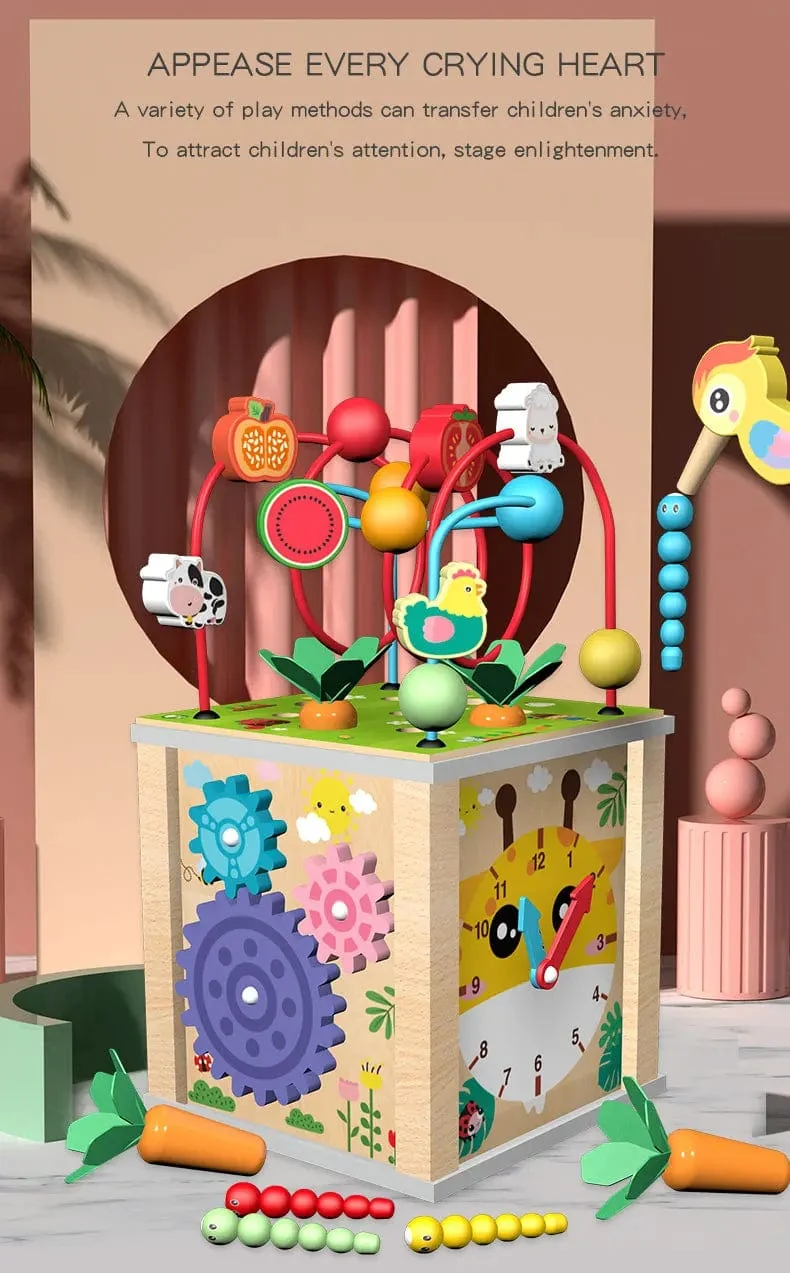 Montessori Holz Kinderspielzeug Multifunktions Perlen Schatzkiste Vorschule Baby Bausteine ​​Frühe Bildung Kinderspielzeug