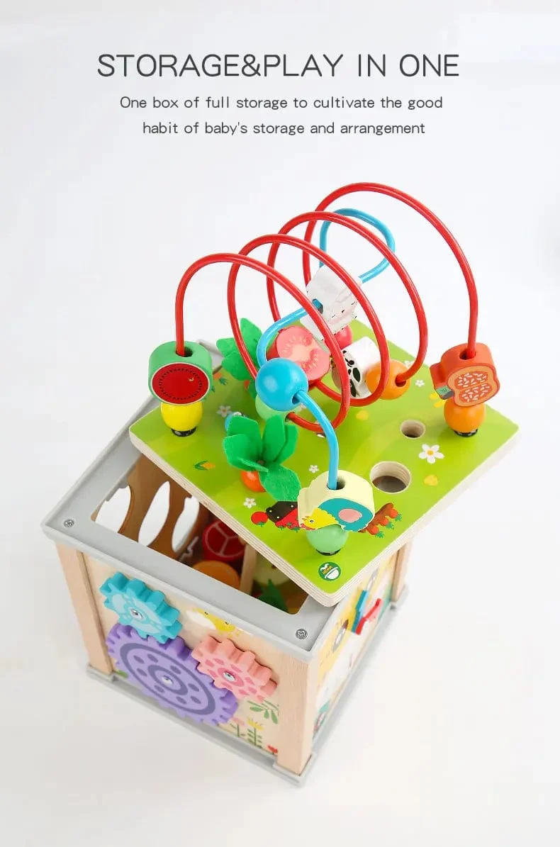Montessori Holz Kinderspielzeug Multifunktions Perlen Schatzkiste Vorschule Baby Bausteine ​​Frühe Bildung Kinderspielzeug