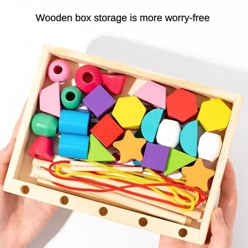 Montessori-Holzspielzeug, Farb- und Form-Matching-Puzzle-Spiel, bunte Perlen, Farberkennung, frühes Lernspielzeug, Geschenk für Kinder