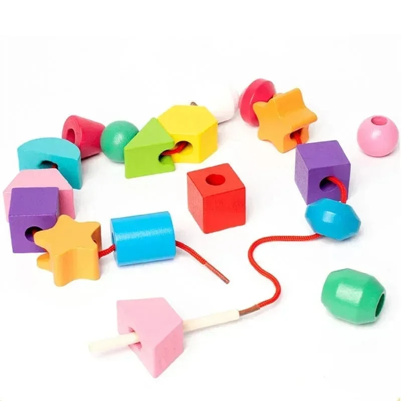 Montessori-Holzspielzeug, Farb- und Form-Matching-Puzzle-Spiel, bunte Perlen, Farberkennung, frühes Lernspielzeug, Geschenk für Kinder