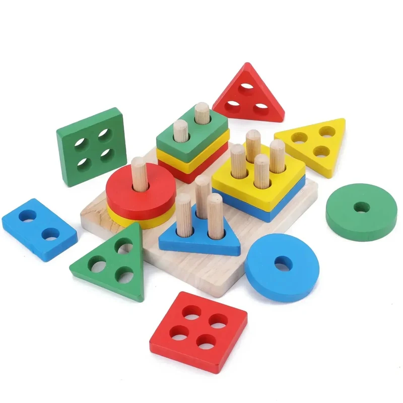Montessori-Holzspielzeug, Farb- und Form-Matching-Puzzle-Spiel, bunte Perlen, Farberkennung, frühes Lernspielzeug, Geschenk für Kinder