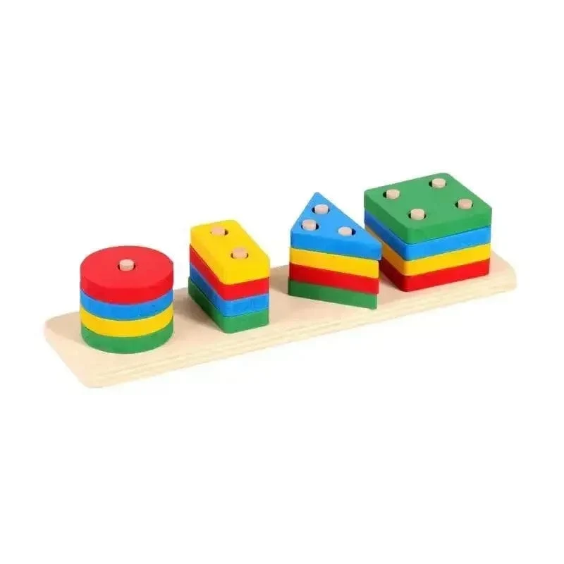 Montessori-Holzspielzeug, Farb- und Form-Matching-Puzzle-Spiel, bunte Perlen, Farberkennung, frühes Lernspielzeug, Geschenk für Kinder