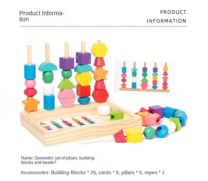 Montessori-Holzspielzeug, Farb- und Form-Matching-Puzzle-Spiel, bunte Perlen, Farberkennung, frühes Lernspielzeug, Geschenk für Kinder